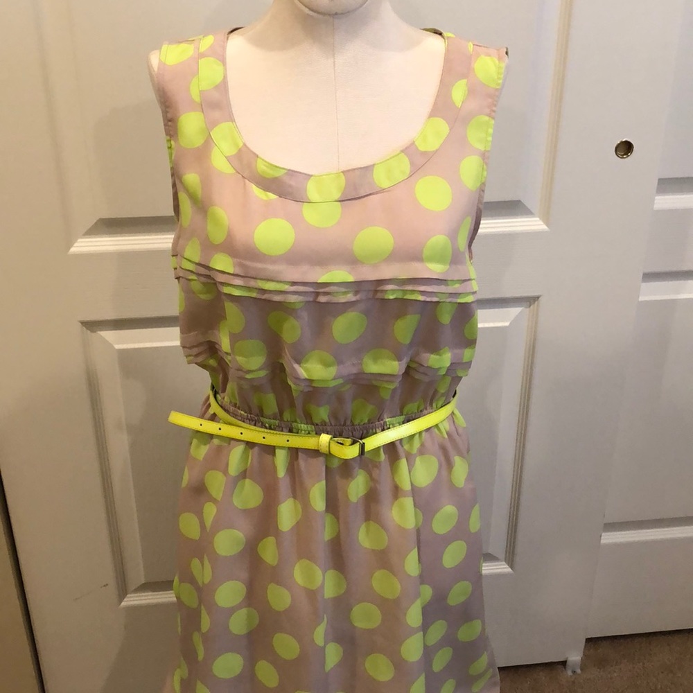 Dress- Nude and Lime Green L